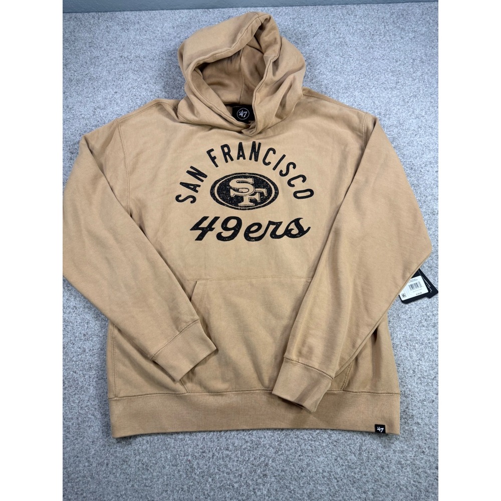 47 Brand San Francisco 49ers Hoodie Dusted Khaki Tan Pullover Small NWT